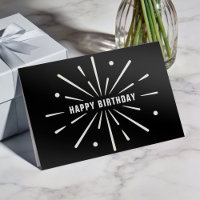 Cartão de Aniversário Corporativo Preto e Branco S