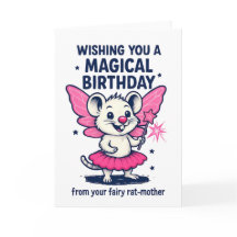 Cartão de Aniversário da Mãe Rata Fada: Animal Ros