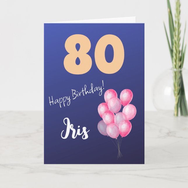 FESTIVIDADES CARTÃO DE ANIVERSÁRIO DE 80 DE FELIZ DOS BALÕES DE (Frente)