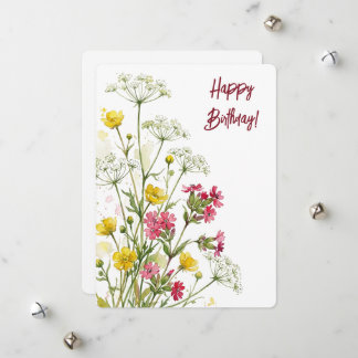 Festividades Cartão de aniversário de aquarela floral flores si