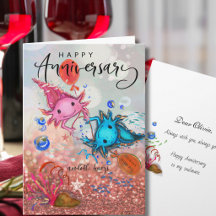 Cartão de Aniversário de Axolote com Aquarela Capr