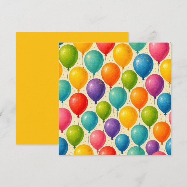 Festividades Cartão de aniversário de balão colorido! (Frente/Verso)