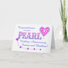 Festividades Cartão de Aniversário de Casamento Pearl 30 de Nom