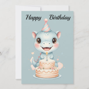 Festividades Cartão de Aniversário de Dinossauro Azul Bebê Ador