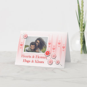 Festividades Cartão de Aniversário de Foto de Corações/Flores A