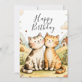 Festividades Cartão de Aniversário de Gato Fofo