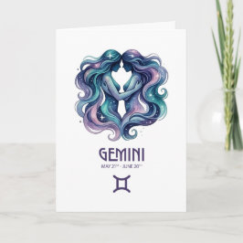 Festividades Cartão de Aniversário de Gêmeos. Cartão de Astrono