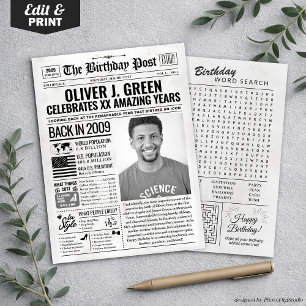 Festividades Cartão de Aniversário de Jornal Personalizado de 2