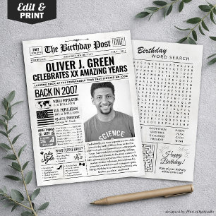 Festividades Cartão de aniversário de jornal personalizado de 2