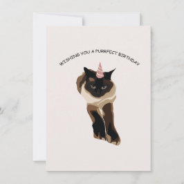 Festividades Cartão de aniversário de meio dia com gato siamês