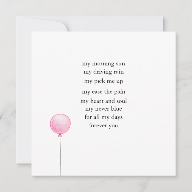 Festividades Cartão de aniversário de poema de amor do dia dos  (Frente)