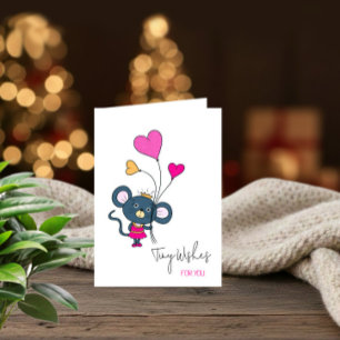 Festividades Cartão de Aniversário de Ratinho Fofo para Menina