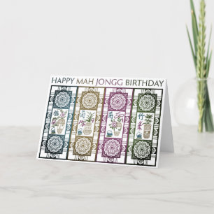 Festividades Cartão de aniversário de tela Mah Jongg