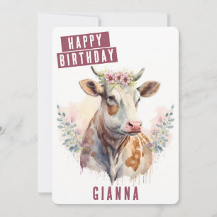Festividades Cartão de Aniversário de Vaca primavera vibes