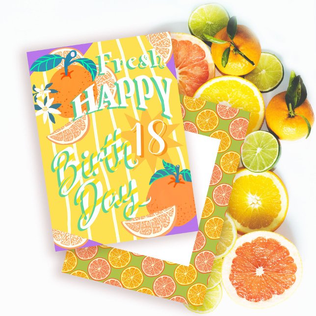 Festividades Cartão de Aniversário de Verão Laranja (Orange birthday card suitable for the summer birthday greetings.)