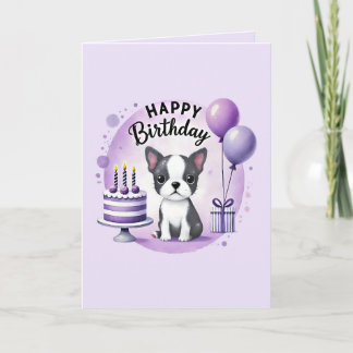 Festividades Cartão de Aniversário do Boston Terrier