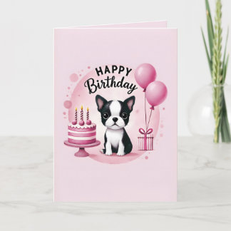 Festividades Cartão de Aniversário do Boston Terrier