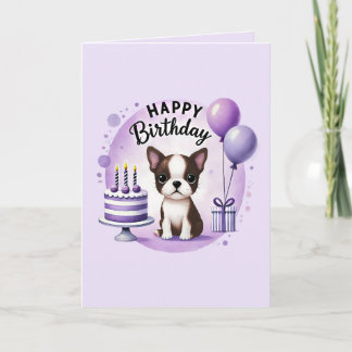 Festividades Cartão de Aniversário do Boston Terrier