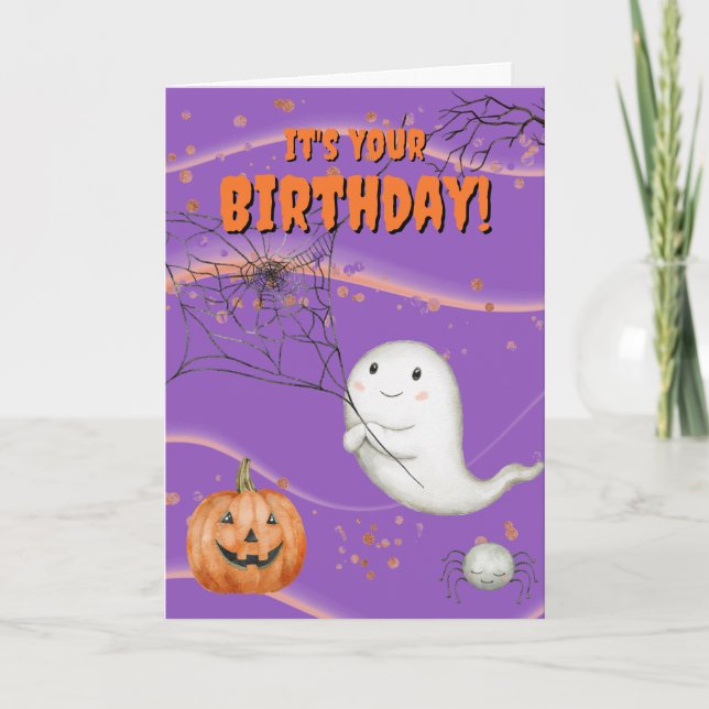 Festividades Cartão de Aniversário do Fantasma de Halloween (Frente)