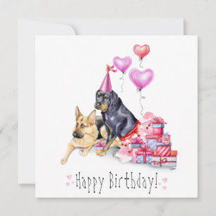 Festividades Cartão de Aniversário do Rottweiler e do Shepard