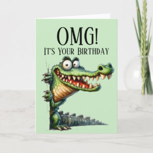 Festividades Cartão de aniversário do tema Crocodilo Engraçado