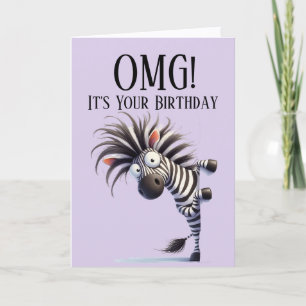 Festividades Cartão de Aniversário do Tema Zebra Engraçado