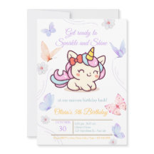 Cartão de Aniversário do Unicórnio Rosa Mágico par