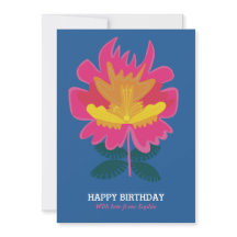 Cartão de aniversário elegante bonito floral azul