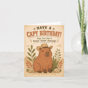 Festividades Cartão de Aniversário Engraçado de Capivara Cowboy