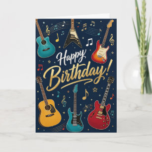 Festividades Cartão de Aniversário Feliz com Guitarra Rock