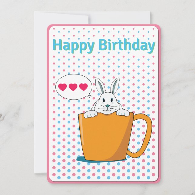 Festividades Cartão de Aniversário Feliz do Coelhinho Branco (Frente)