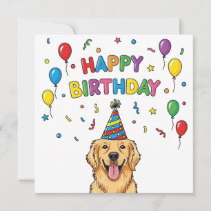 Festividades Cartão de Aniversário Feliz para o ouro Retriever
