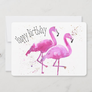Festividades Cartão de Aniversário Flamingo Flat Whimsical