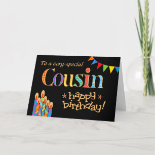 Festividades Cartão de Aniversário para Primo, Bunting e Velas