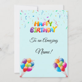 Festividades Cartão de aniversário personalizado com balões e c