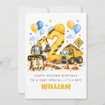 Cartão de Aniversário Personalizado de Construção