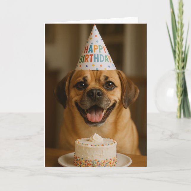 Festividades Cartão de Aniversário Puggle (Frente)