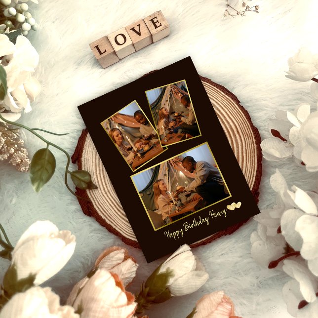 Festividades Cartão de Aniversário Simples de Colagem de Foto d (Criador carregado)