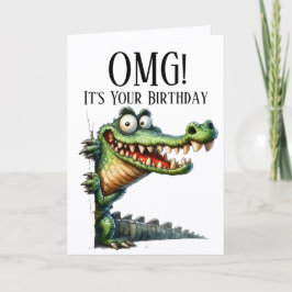 Festividades Cartão de aniversário tema crocodilo engraçado