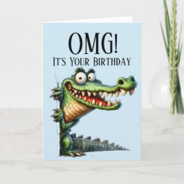 Festividades Cartão de Aniversário Tema Crocodilo Engraçado
