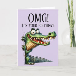 Festividades Cartão de Aniversário Tema de Crocodilo Engraçado