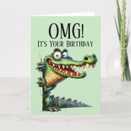 Festividades Cartão de Aniversário Tema de Crocodilo Engraçado