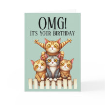 Cartão de Aniversário Tema Gatinho Fofo