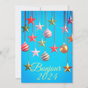Festividades Cartão de Ano Novo Bonjour 2024