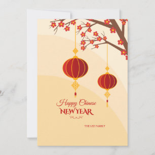 Festividades Cartão de Ano Novo Chinês Feliz