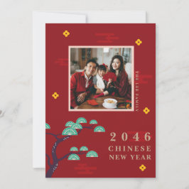 Festividades Cartão de Ano Novo Chinês Lunar Saudação de Foto d