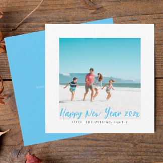 Festividades Cartão de Ano Novo com Foto Quadrada Moderna