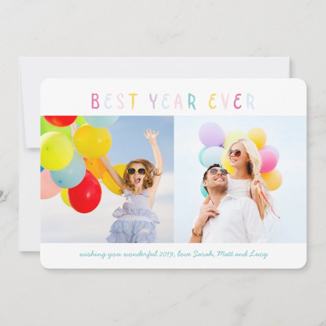 Festividades Cartão de ano novo com várias fotos coloridas (Frente)