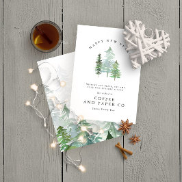 Festividades Cartão de Ano Novo da Floresta de Aquarela