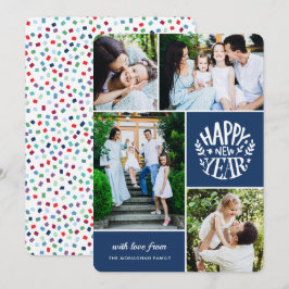 Festividades Cartão de Ano Novo de Foto Collage 4 | Azul